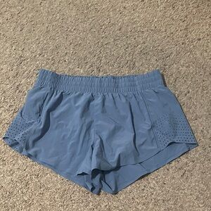Athleta hustle 3 inch running shorts exercise blue gray shorts